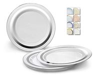 " OCCASIONS" 120 Plates Pack, Heavyweight Disposable Wedding Party Plastic Plates (6.25'' Dessert/Bread Plate, Soleil White & Silver)