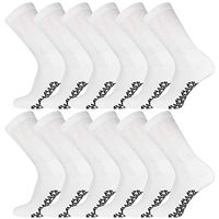 12 Pairs of Non-Skid Diabetic Crew Socks, Non Binding Top Therapeutic Cotton Gripper Socks (White, Size: 10-13)