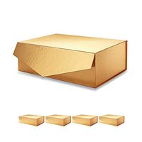 PACKHOME 5 Gift Boxes 14x9.5x4.5 Inches, Large Gift Boxes with Lids, Bridesmaid Proposal Boxes, Sturdy Storage Boxes, Collapsible Gift Boxes with Magnetic Closure (Glossy Gold)