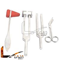 LAJA Imports Set of 4 Pcs Reflex Taylor Hammer Mallet Tuning Fork C 128 512 Hz Bandage Scissors 5.5"