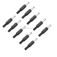 10pc 21mm x 55mm Male DC Power Plug Socket Jack Connector Black Plastic Cover