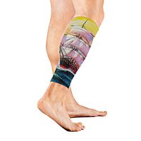 Oil Painting Sailing Boat Sunset Calf Compression Sleeve Breathable Leg Socks for Unisex Runner Travelers, Calf Guard for Running, Traveling and Outdoor Sports 1 Pair
