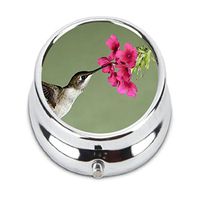 Turui Flight flower Flowers Hummingbird nectar Custom Fashion HOT Round Pill Box stainless steel Useful Medicine Organizer Box Gift