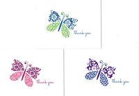 Patterned Butterfly Thank You Cards (9 Cards; 4" x 5.25"; White Envelopes; 9-3)