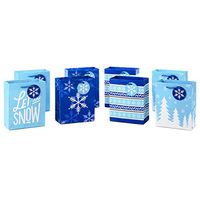 Hallmark 6" Small Holiday Gift Bag Bundle, Let It Snow (Pack of 8, 4 Designs) - 5XGB4889