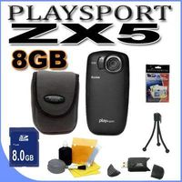 Kodak PlaySport (Zx5) HD Waterproof Pocket Video Camera - Black (2nd Generation) 8GB Accessory Saver Bundle