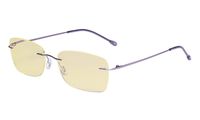 Eyekepper Computer Glasses Women - Blue Light Blocking Eyeglasses with Yellow Filter Lens - Lightweight Rimless,Purple