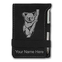 Mini Notepad, Koala Bear, Personalized Engraving Included (Black with Silver)
