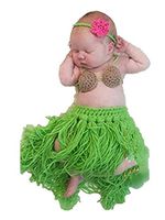 Eyourhappy Baby Newborn Handmade Knitted Crochet Grass Skirt Costume Baby Photograph Props Hula Dance Of Hawaii