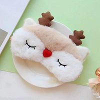 Eutuxia Cute Animal Sleeping Mask, Blindfold Eye Mask Elastic Bandage for Night Sleep, Perfect for Long Distance Travel, Nap, in Plane, Car, Train, Home & More. Soft Furry Fluffy & Adorable [Reindeer]