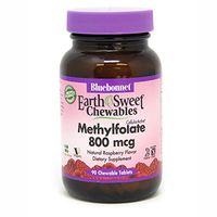 Bluebonnet Earth Sweet Cellular Active Methylfolate 800 mcg Chewable Tablets, 90 Count