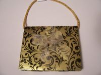 Volia Raised Felt Gift Card Holder ~ Gold with Black Accent