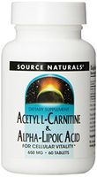 Source Naturals Acetyl L-Carnitine and Alpha-lipoic Acid, 650mg, 60 Tablets