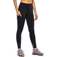 QIUUE High Waist Yoga Pants, Ladies Pure Color Gauze Pocket Elastic Stretch Fitness Running Yoga Trousers