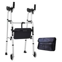 SNLY Folding Aluminium Walking Frame,Elderly People Standard Walkers with Arm Rest Pad,5" Wheels and Fold-Up Legs, Lightweight & Portable,with Storage Bag,B