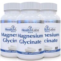 Health Labs Nutra Magnesium Glycinate Supplement (400 mg) Non-GMO, Gluten Free, Vegan | Natural Mood Enhancer, Helps Relieve Stress | Made in The USA | Pack of 3