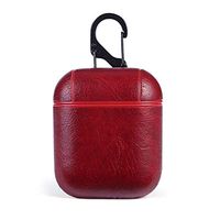 RONSHIN Accessories Genuine Leather Airpods Earphone Protective Case Cover for Apple AirPod red Electronics