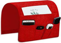 Joywell Sofa Armrest Pocket Organizer, Couch Arm Chair Bedside Caddy with 5 Pockets for TV Remote Control,Magazine,Books,Cell Phone, Glasses, iPad (13'' x 35'', Red)