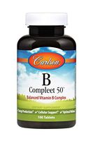 Carlson - B Compleet 50, Balanced Vitamin B Complex, Energy Production, Cellular Support & Optimal Wellness, 100 Tablets