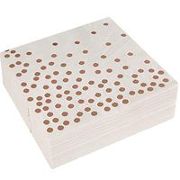 Cocktail paper Napkins hot stamped silver polka dot napkins, 3 ply, 9.8 inch x 9.8 inch, 2 pack of 50 count white color paper napkin(total 100pcs) by nursetree (Lunch paper rose gold)