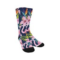 Silly Meow Flamingos Pattern Custom Sublimated Crew Socks Unisex Outdoor Casual Socks Adult Polyester Socks Long Socks