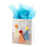 Hallmark 9" Medium Gift Bag with Tissue Paper (Party Hats) for Birthdays, Graduations, Retirements, Celebrations and More