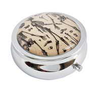 Halulu Skeleton Custom Fashion Round Glass Pill Case 2.1 Inch Tablet Holder Storage Bag Wallet