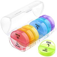 Daily Pill Organizer (Twice-a-Day) - Weekly AM/PM Pill Box,Round Medicine Organizer,7 Day Pill Container,Vitamin Organizer for Vitamin/Fish Oils/Supplement
