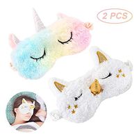 OKA Unicorn Sleep Cover for Women and Girls, 2 Pack Cute Night Blindfold Bed Eye Covers Ideal for Travel, nap and Night
