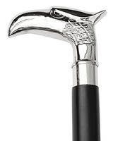 Icrafts 37” Decorative Walking Cane Premium Quality Rare Eagle Head Decorative Prop with Nickel Plated Brass Handle Symbol of Power and Strength