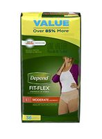 Depend Fit-Flex Underwear for Women, Moderate, Large, 36 count