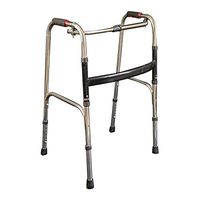 FLYSXP Elderly Walker Foldable Old Man Auxiliary Double Armrests Four Feet Black Flat Steel Walker 45×37×75(91) cm Wheelchair