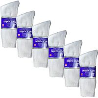 USBingoshop 6 Pairs Mens Physicians Approved Crew Ankle Diabetic Socks Cotton (U-6-PK-D-White)