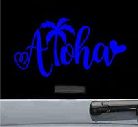 JS Artworks Aloha Heart Vinyl Decal Sticker Hawaii Surfing surf (Blue)