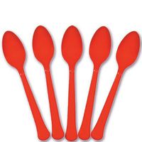 Extra Heavy Weight Plastic Spoons | 20ct (Apple Red)