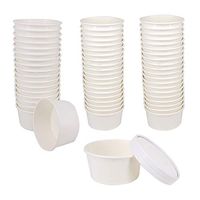 Belinlen 50 SET 6 OZ Disposable White Ice Cream Cups with Lids Medium Hot and Cold To Go Cups Paper Cup Takeout Food Container