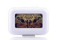 JWDCC Pill Box Case - Decorative Boxes - Floral Elephant Pattern- Pocket Medicine Tablet Holder Organizer Case Pill Box for Purse - Compact 8 Compartment
