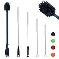 ALINK 5-Pack Silicone Bottle Brush Cleaner, Long Handle Water Bottle Straw Cleaning Brush for Baby Bottles, Haydro Flask Tumbler, S'well, Manna, Glasses, Soda Stream and Narrow Neck Container – Black