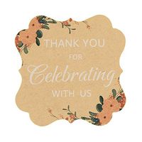 OPG Kraft Brown Rustic Floral Wedding Stickers, Fancy Frame Rectangular Label Stickers, Adhesive Labels, 100 per Pack/2"(Fancy Frame)