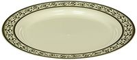 Decor Cream with Gold Rim 9" Heavyweight Plastic Dinner Plates 10 Count