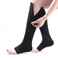 DREAM SLIM New Knee High Zipper Toe Open Compression Socks Calf Leg Support Stocking W192 (XL, Black)