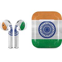 Skinit Decal Audio Skin for Apple AirPods with Lightning Charging Case - Officially Licensed Skinit Originally Designed India Flag Distressed Design