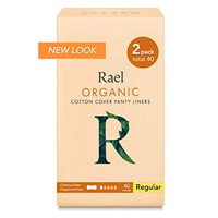 Rael Certified Organic Cotton Panty Liners, Regular - 2Pack/40 total - Unscented Pantiliners - Natural Daily Pantyliners (2 Pack) ,6 Inch