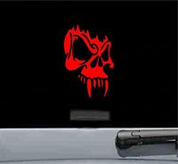 Skull Fangs Vampire Vinyl Decal Sticker (RED)