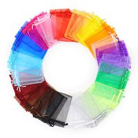 Dealglad 50pcs Drawstring Organza Jewelry Candy Pouch Christmas Wedding Party Favor Gift Bags (8x12", Mixed Color)