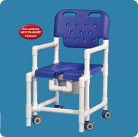 Elite Shower Chair Commode with Anti-Tip Feature - ELT820PATGSB - 41" H x 21" W x 28" D - Gray Seat and Backrest