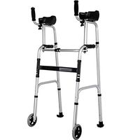 Diry Elderly Walker Folding Belt Wheel Adjustable Height Home Lower Limb Training Auxiliary Walking Walker (Size : A)