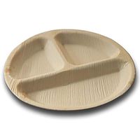 Terra Mirai 10” Palm leaf Round 3 Partition Plates –Ecofriendly Disposable Dinnerware, Party Supplies Ideal for Tailgate Parties, Camping, Family Dinner and Sports Event (20 Pack)