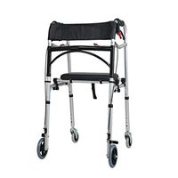 Rolling Walkers Walker Elderly Disabled Aluminum Alloy Auxiliary Walker Lower Limb Training Lightweight Folding Abdomen (Color : Silver, Size : 524788CM)