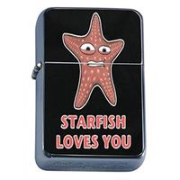 Starfish Loves You Flip Top Oil Lighter Em1 Smoking Cigarette Silver Case Included